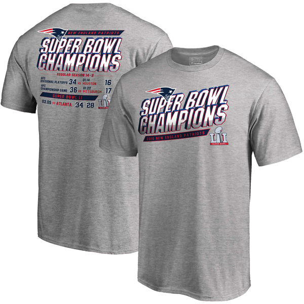 New England Patriots Pro Line by Fanatics Branded Big & Tall Super Bowl LI Champions Schedule T-Shirt - Heathered Gray